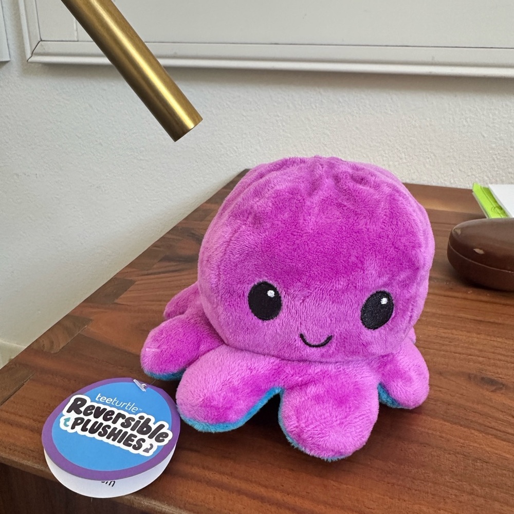 TeeTurtle Reversible Plush Octopus - Pink and Blue